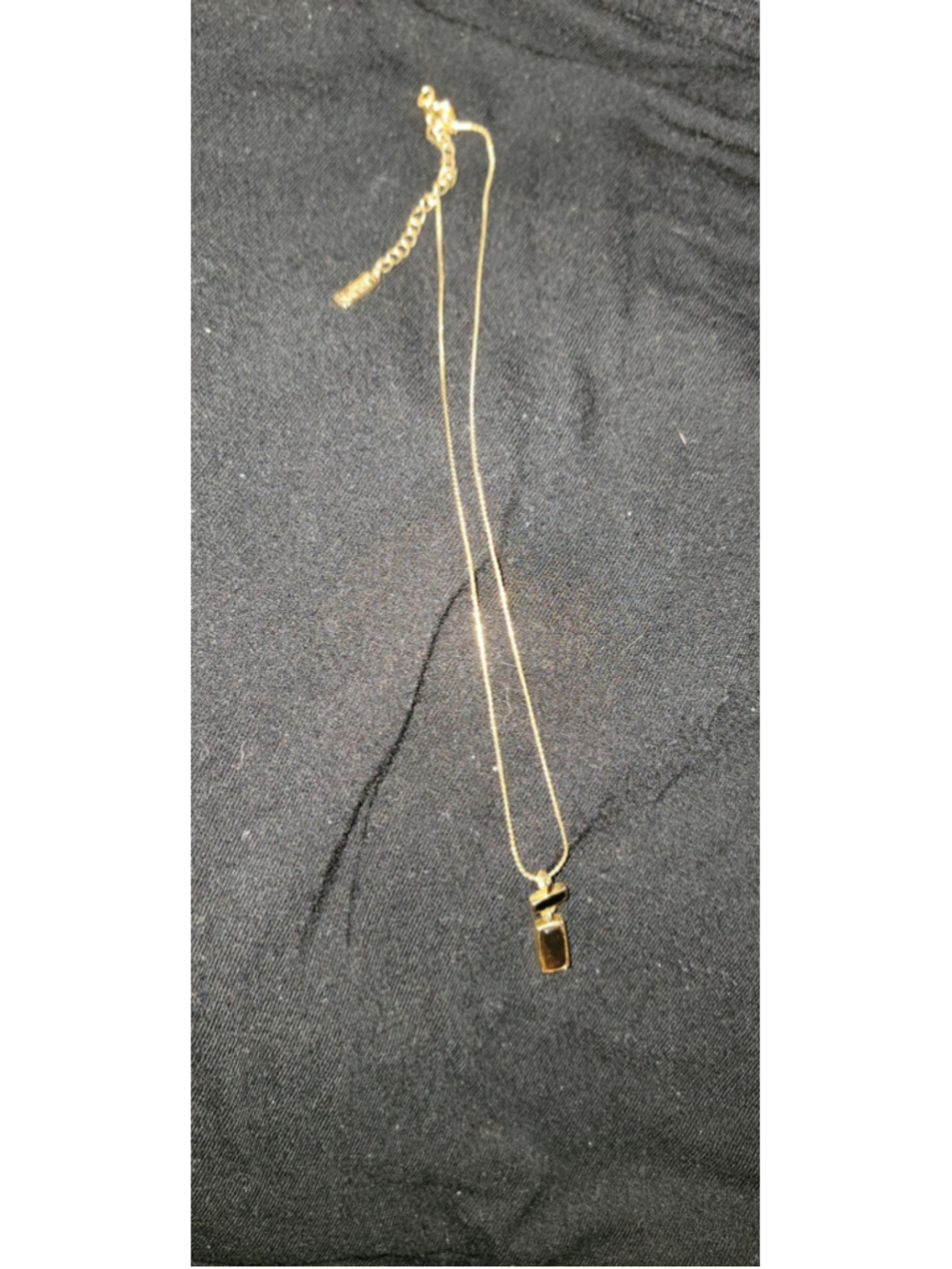 Vintage Napier Pendant Necklace Gold Tone Smoky Glass Minimalist Snake Chain